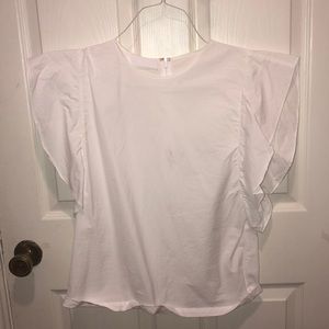 Tops - White ruffle shoulder blouse Tops - White ruffle shoulder blouse